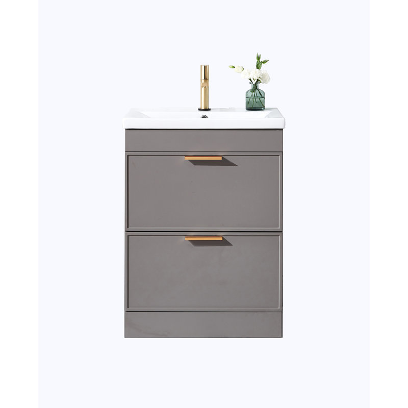 Ensemble de meuble-lavabo simple 24 po Modern, Gris