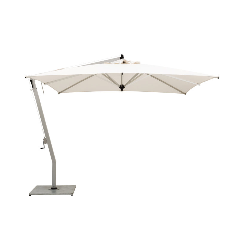 Picollo 10' Square Cantilever Umbrella, Silver Gray, Double Stack Metal Plate