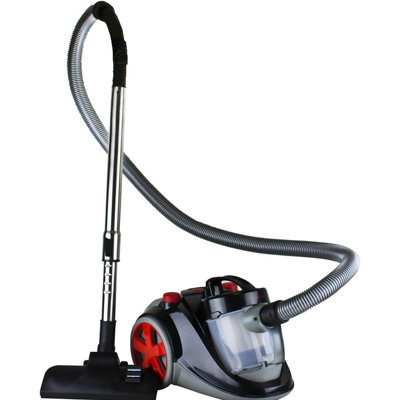 OVENTE Bagless Canister Vacuum Cleaner with Powerful Multi-Surface Suction, Telescoping Wand and Automatic Cord Rewind, Lightweight Corded Cleaning Machine for Hard Floors and Carpets, Black ST2000