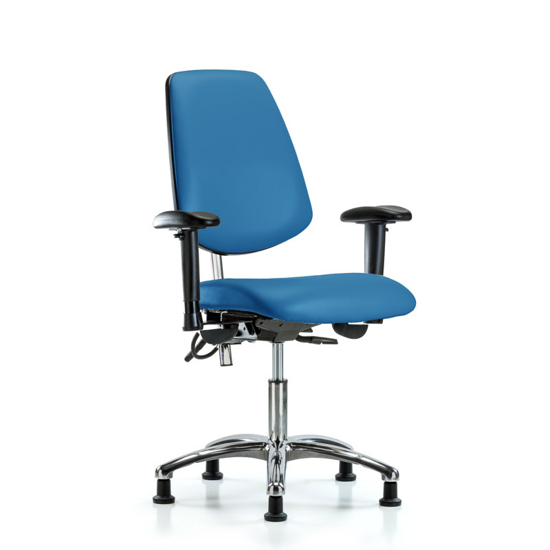 Laisha Vinyl Task Chair, Blue, Glides, Included