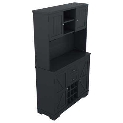 Coffee Bar Cabinet Kitchen Cabinet With Storage, Farmhouse Wine Cabinet With Drawers Shelves And Cabinets, Buffet Cabinet Wine & Glass Racks For Dinin