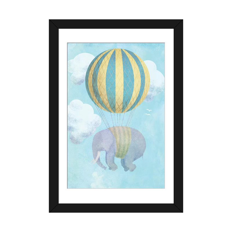 «Up and Away», impression sur toile, H 32 po x l 24 po x P 1 po, Papier d'art encadré noir, Blanc
