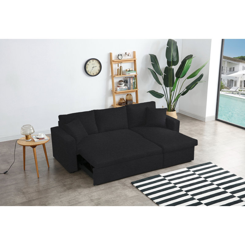 Bevill Upholstered L-Shaped Sectional Reversible, Black
