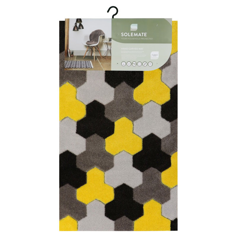 Hand Carved Non-Slip Geometric Doormat