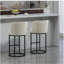 Ensemble de 2 tabourets de bar à hauteur de comptoir, tabourets de bar moderne avec dossier, tabourets de bar rembourrés en lin pour îlot de cuisine