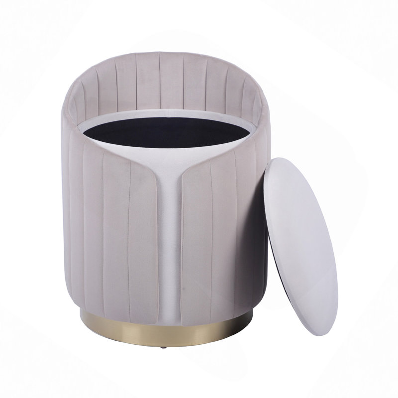 Repose-pieds deux tons avec rangement ou tabouret de coiffeuse, Taupe