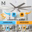 Ariella - Eight Blade Ceiling Fan - Brushed Brass Finish - Matte Black Blades-1855432161-1855432167