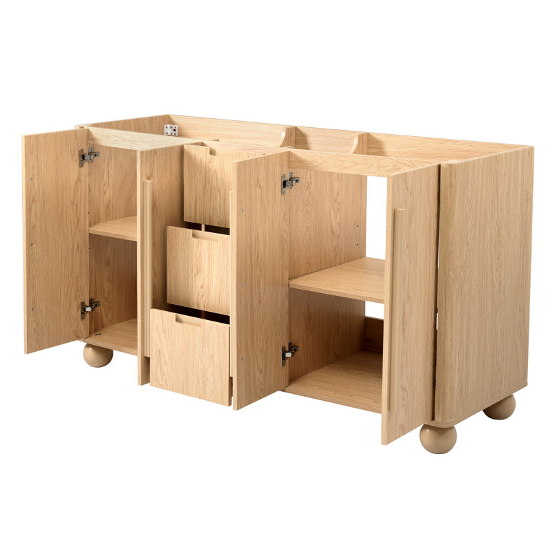 Meuble-lavabo moderne moderne de 58,3 po Ovia avec rangement à fermeture en douceur, tablettes réglables et conception à dossier ouvert