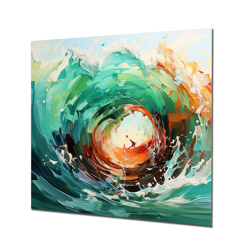 Rolling Surf Waves II - art mural en métal Waves, H 29 po x l 29 po x P 1,5 po