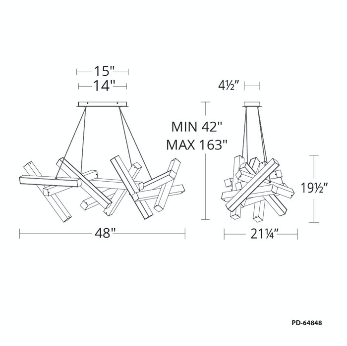 Chaos 11 - Light Unique Geometric LED Chandelier, Black