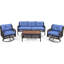 Ensemble de mobilier de patio avec chaises pivotantes, canapés en osier pour 5 personnes, ensemble de conversation modulaire en rotin pour terrasse dans la cour