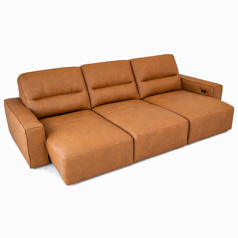 Canapé coulissant triple en cuir véritable Asthon