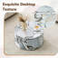 Table basse cylindrique moderne à effet marbre, panneau de fibres à densité moyenne blanc classique, diamètre de 23,6 pouces, base cylindrique compacte pour le salon