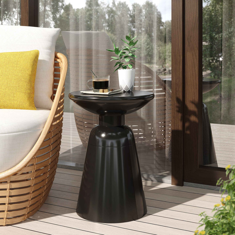 Table de bout d'extérieur en métal - Grand, Noir
