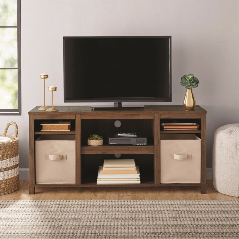 Meuble télé noir à concept ouvert pour téléviseur de 50 po - Tablettes réglables et console multimédia avec gestion des câbles