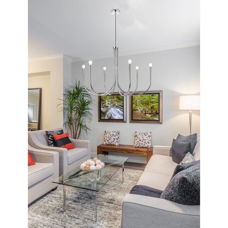 Catalena 6-Light Chandelier, 24.5" H x 36" W x 36" D, Chrome