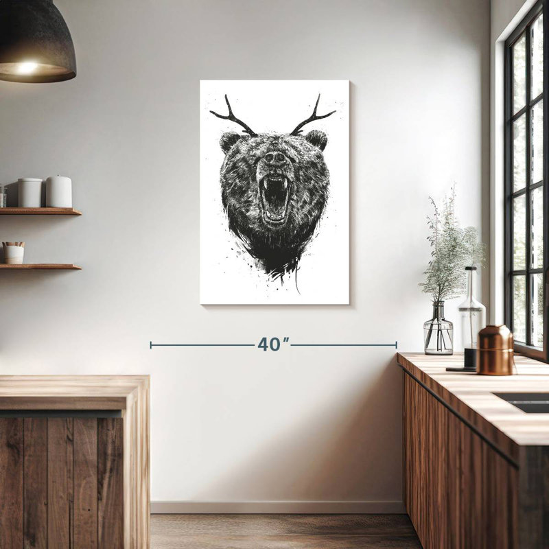 Brampt Angry Bear With Antlers, 36" H x 24" W