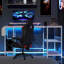Bureau en coin réversible en L avec prises de courant USB et lumière DEL RVB, bureau d'ordinateur de jeu avec tablettes de rangement et support pour bureau personnel-1179716691
