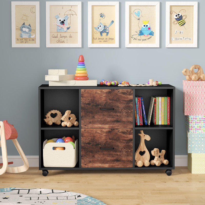 39.4 " Wide 2 Lateral Filing Cabinet, Black/Walnut