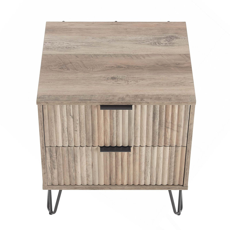 Table de chevet 2 tiroirs Dumbo, Gris rustique