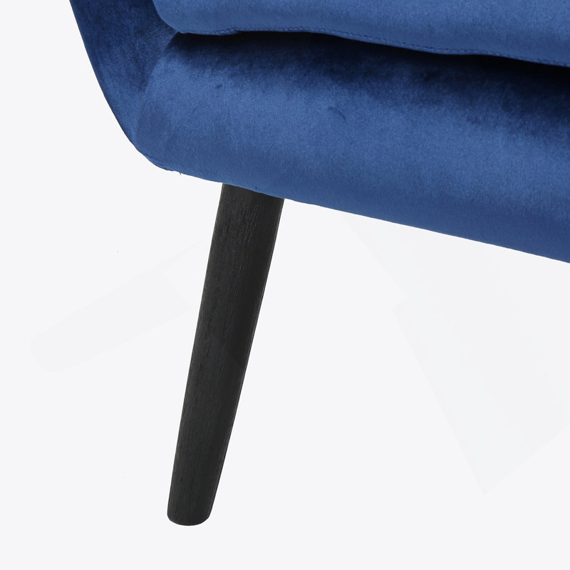 Chaise avec accoudoirs en velours Mid-Century, Marine, Noir