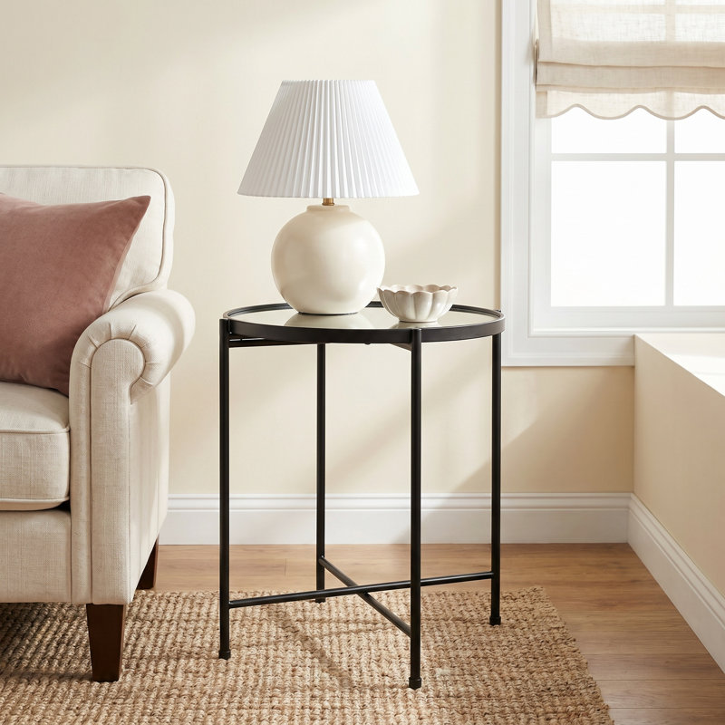 Rudy Mirrored Glass Tray Top End Table,  19" x 24"