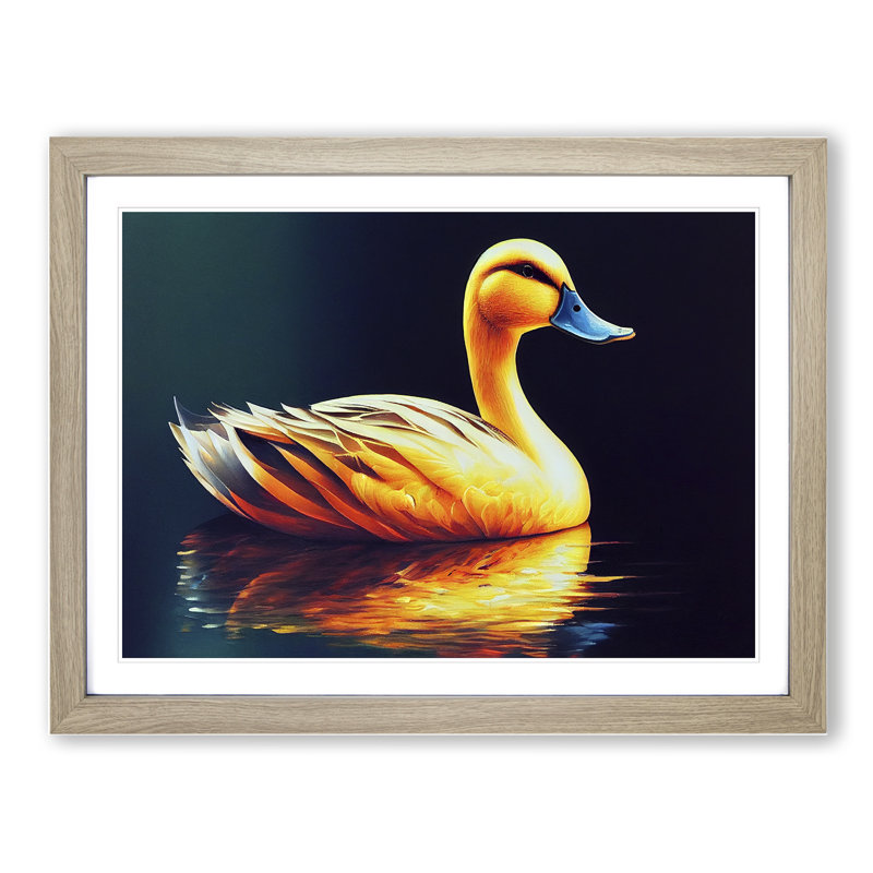 Legendary Duck - Single Picture Frame Print, 34cm H x 46cm W x 2cm D, Oak