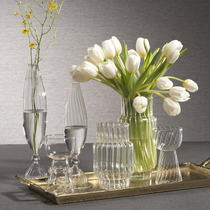 Ensemble de 2 vases en verre Flo, H 12 po x l 3,25 po x P 3,25 po