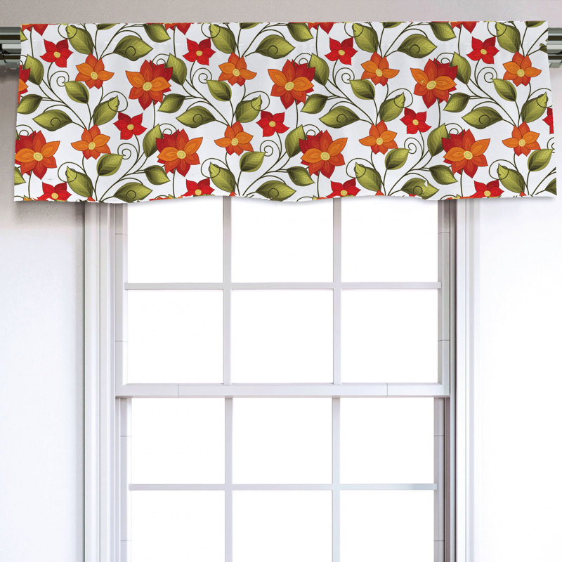 Sateen Floral Ruffled Window Valance