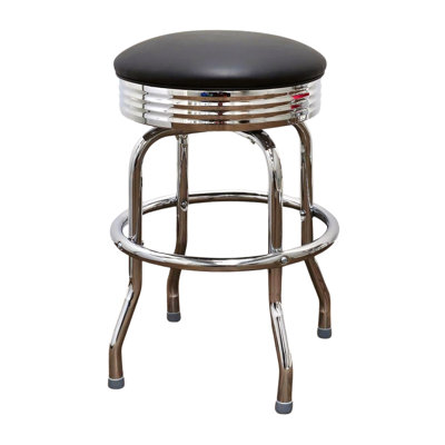 Retro Home Single Ring Chrome Pan Swivel Bar & Counter Stool