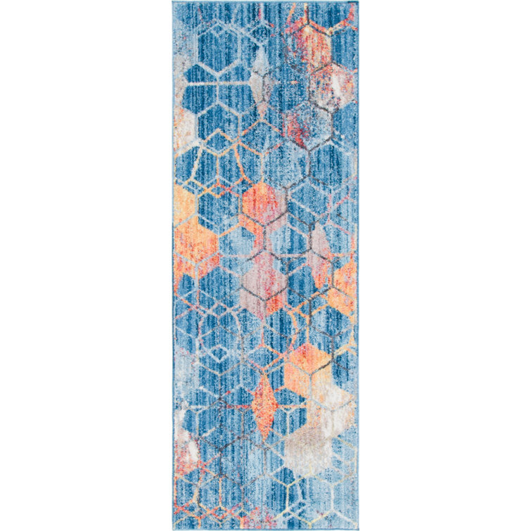 Tapis géométrique bleu / orange Bearden