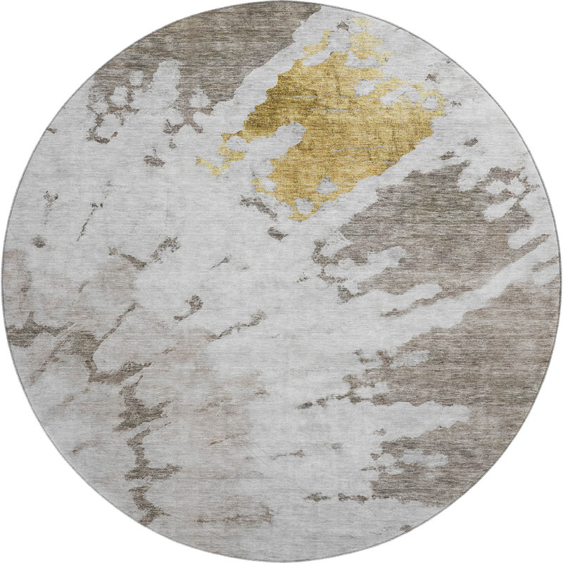 Premium Machine Washable Cerrito Taupe Rug, Round 8'
