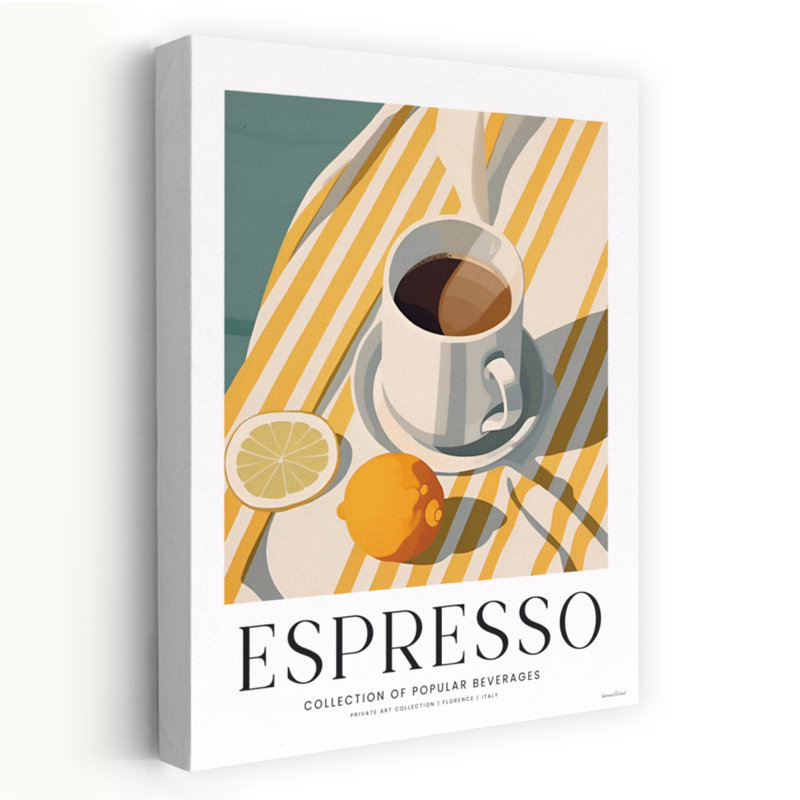 Espresso, art moderne rétro contemporain, H 24 po x l 16 po