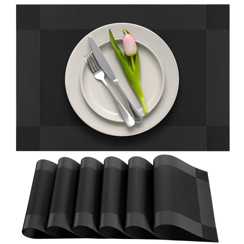 Davinee Polyester Rectangle Placemat, Black