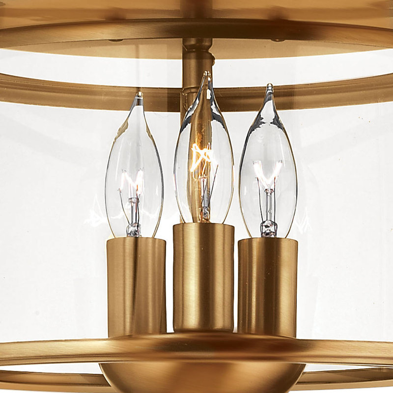 3 - Light 11.5" Flush Mount, Heirloom Brass