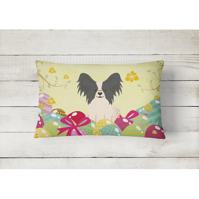 Easter Eggs Outdoor Throw Pillow, Black/White