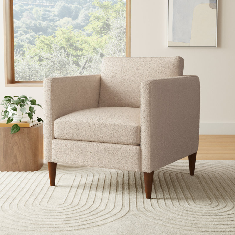 Clifford Upholstered Custom Armchair, Davis Chateau Gray Bouclé