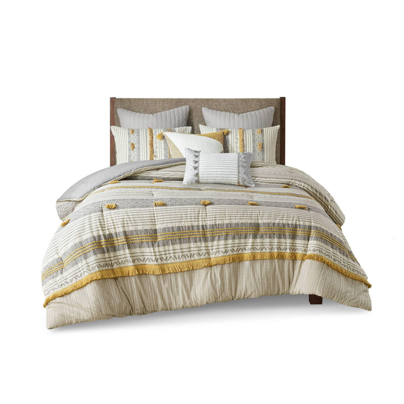 Ensemble d'édredon en coton 3 pièces, Édredon pour grand lit + 2 taies décoratives