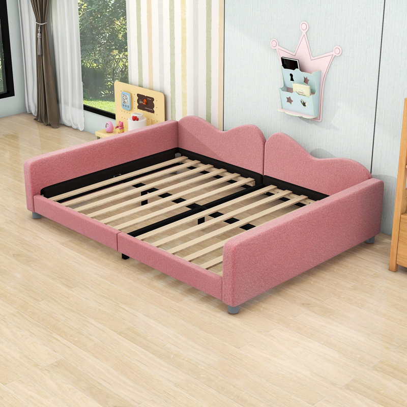 Upholstered Daybed with Cloud-Shaped Backrest, Full/Double, Pink