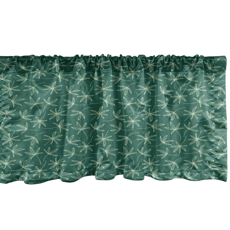 Dark Teal and Green Satin Botanical Rod Pocket Valance, 54" x 12", 2 Pack