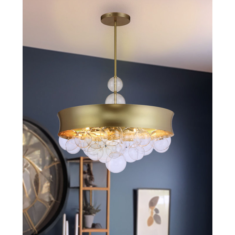 Luminaire suspendu tambour doré à 8 lumières Vivek, L 26 po