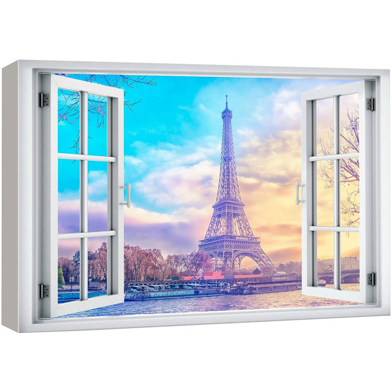 Pastel Sunset Eiffel Tower Paris France Wilderness Nature sur toile, H 32 po x l 48 po x P 1,5 po