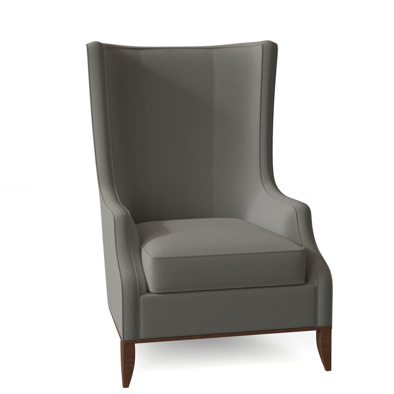 Downing 74.93Cm Wide Wingback Chair, 1183 Dove Genuine Leather, Espresso