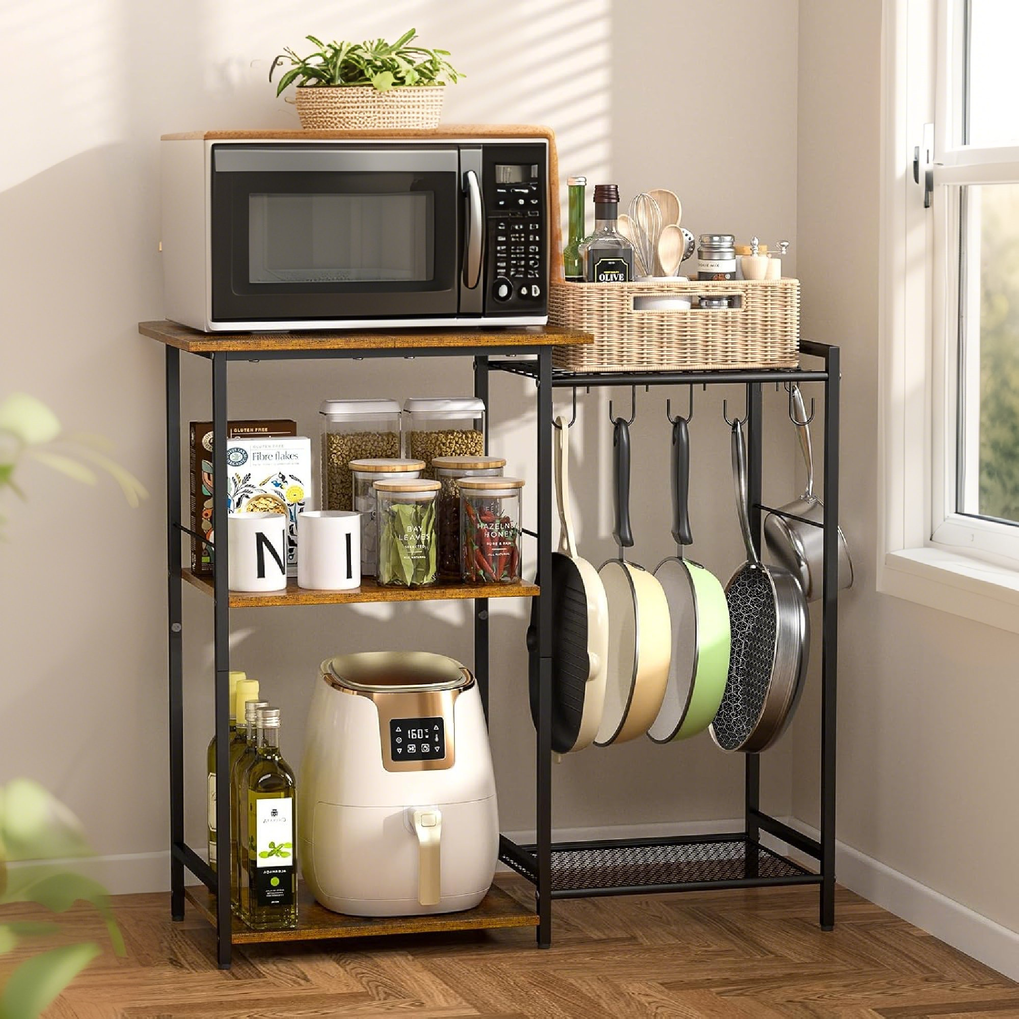 INTEGATOIC LLC Rustic 5-Tier Bakers Rack With Ample Storage For Small ...