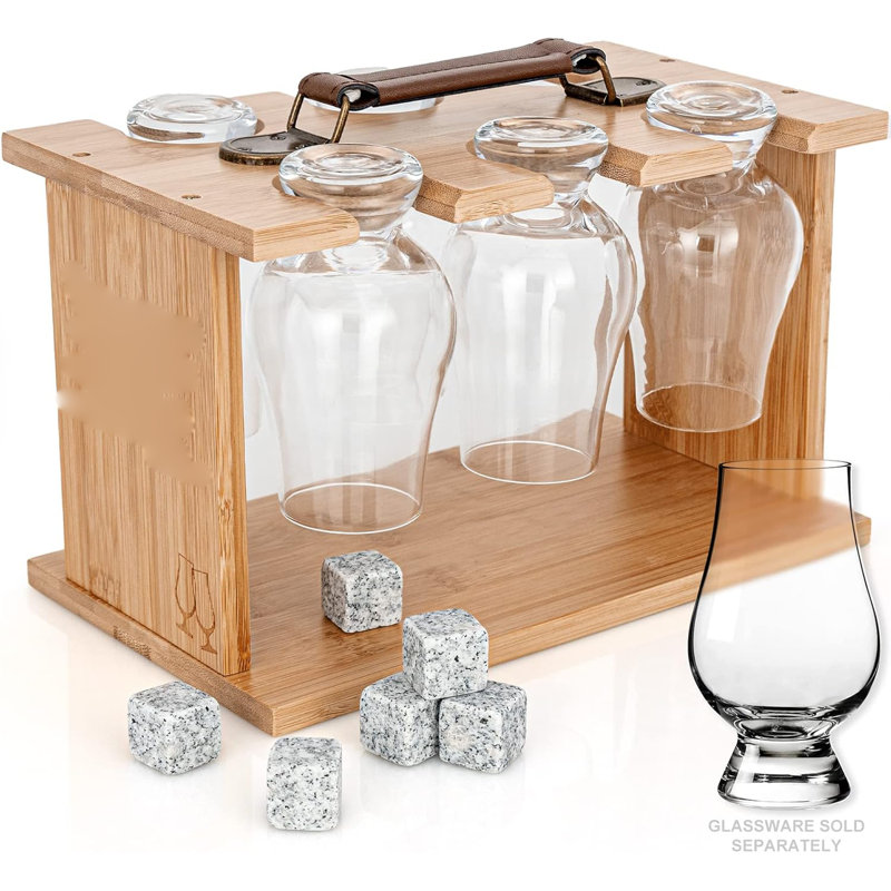 Bamboo Whiskey Wine Glass Stand