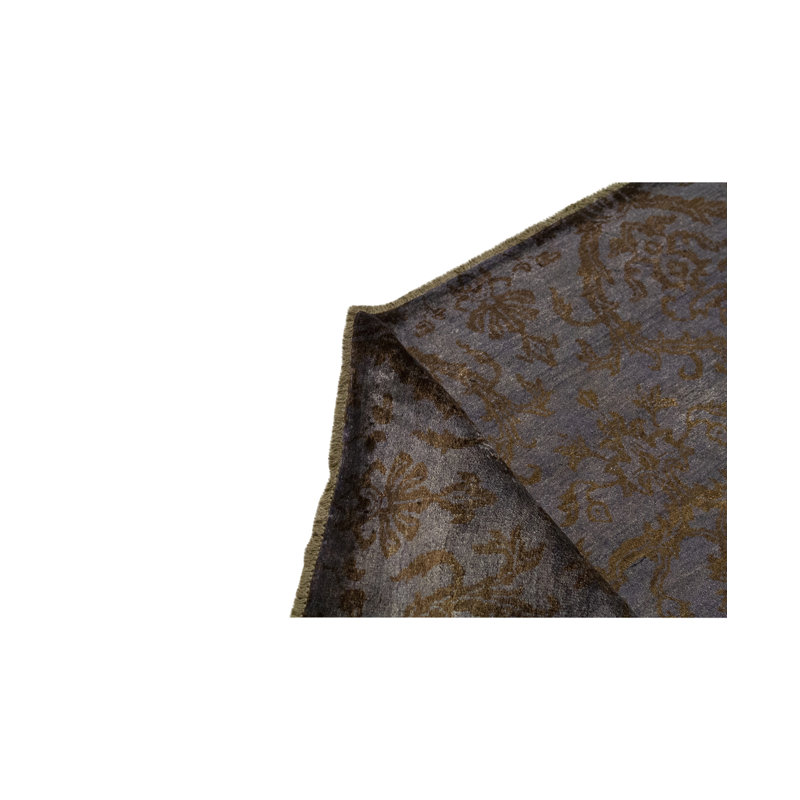 Damask Area Rug in Brown
