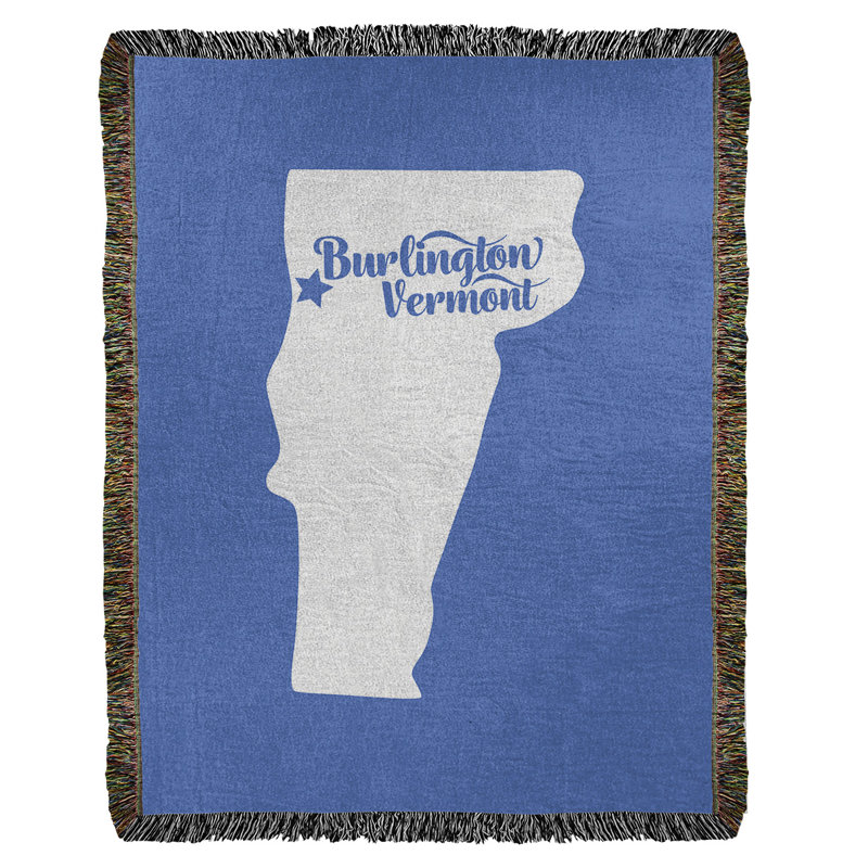 Jeté en coton tissé burlington vermont, l 50 po x L 60 po, Bleu