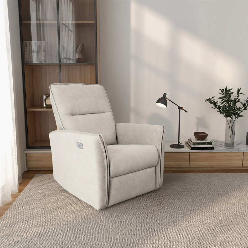 Fauteuil inclinable moderne, fauteuil inclinable en suède, Crème, crème