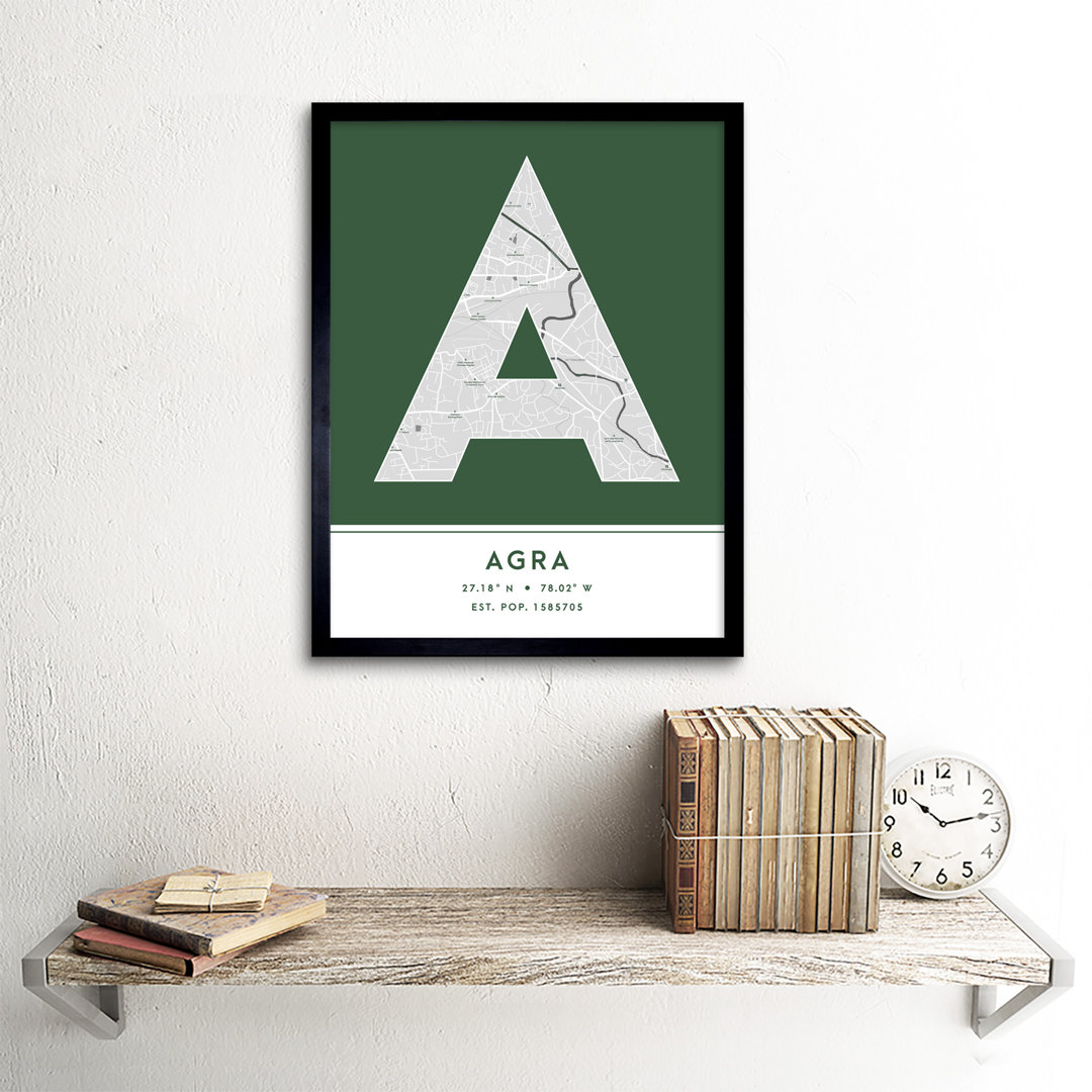 Agra City Map Agra India City Map - Single Picture Frame Typography