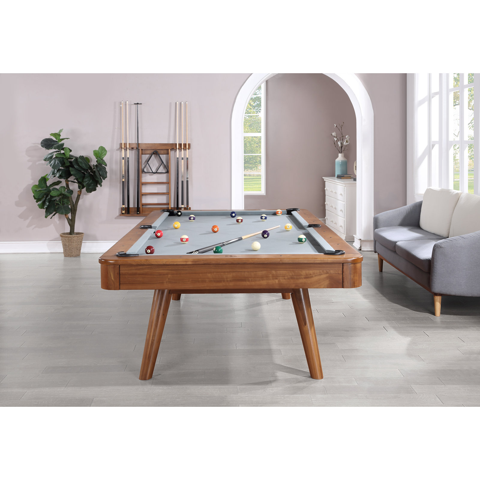 Elton Mid-Century Modern Pool Table, 8'